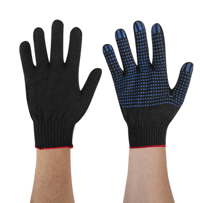 Перчатки хлопчатобумажные, КОМПЛЕКТ 5 пар, 10 класс, ПВХ-точка, черные