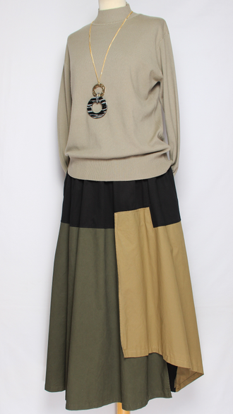 Юбка  "Широкая трехцветная комбинированная"  до р.52