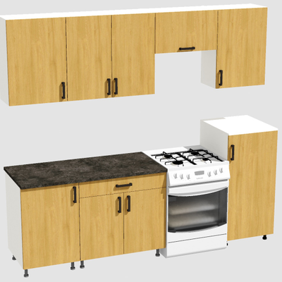 Кухня Эконом 1,8 метра с полуколонкой (1300х500) Цвет: Дуб Сонома/Дуб Сонома