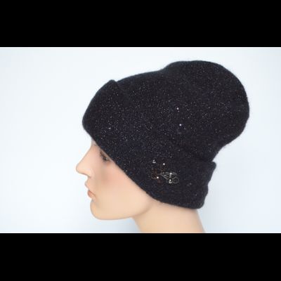 Vizio Италия 8058 CRY шапка черная с отворотом фото