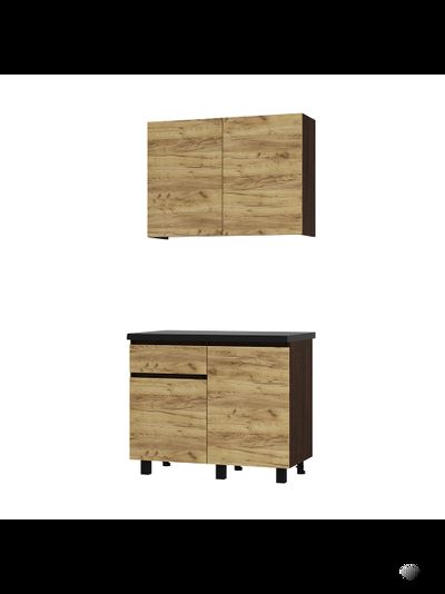 Лофт 1 м кухонный гарнитур Крафт/Венге столешница 38 мм черный мрамор