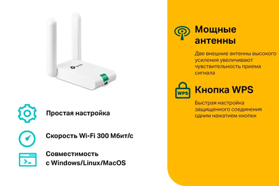 TP-LINK WI-FI адаптер WN822N Белый