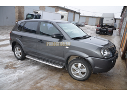Пороги с накладным листом	d53 для Hyundai Tucson (2004-2010)