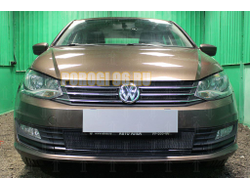 Защита радиатора Volkswagen Polo седан 2015- (2 части) (Allstar, Conceptline, Trendline, Comfortline) black низ