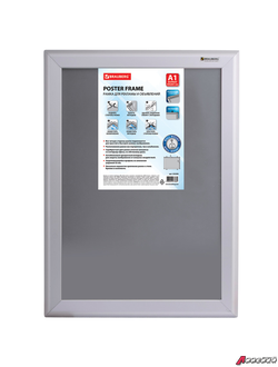 Рамка настенная для рекламы БОЛЬШОГО ФОРМАТА (594×841 мм), алюминий, прижимные стороны, BRAUBERG. 232206