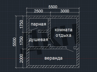 Баня 6 на 4 с верандой 2 на 6 с мансардным этажом