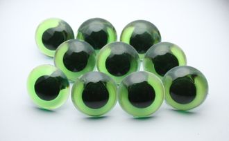 Глаза живые зеленые, диаметр 25 мм, 1000 шт (Оптом)