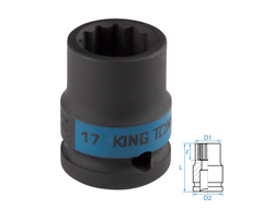 Головка торцевая ударная двенадцатигранная 1/2", 17 мм KING TONY 453017M