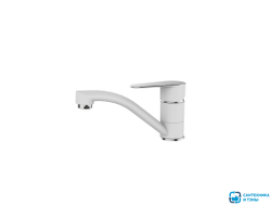 Смеситель для кухни 35к VODA SW15 W "Snow white" короткий пов. излив, п/гайку БЕЛЫЙ глянец+хром