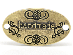 коннектор для бижутерии "Hand made", цвет-античная бронза