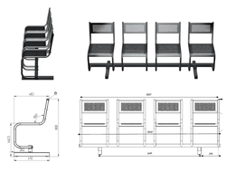 Секция стульев перфорированная четырёхместная СП2
