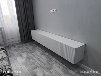 Сканди тумба под ТВ Белый/Белый Глянец