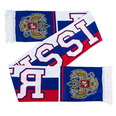 Шарф РОССИЯ атласный бело-сине-красный 300603