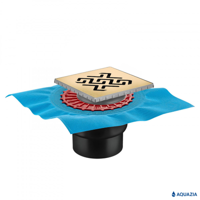 Трап водосток ZENTRUM Antik 150х150 Вертикальный выпуск (Золото)