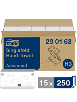 Полотенца бумажные Tork Н3 Advan ZZ 2слоя, 250л 290163