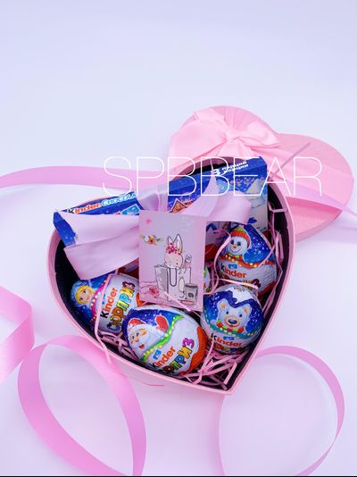 Подарочный набор №3 - Плюшевый мишка 120 см, Шары сердца 2, Киндер бокс средний