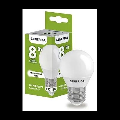 Лампа светодиодная шар E27 8Вт 230В холодный свет Generica