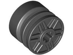 Wheel 18mm D. x 14mm with Axle Hole, Fake Bolts and Shallow Spokes, Black (55982 / 4517737)