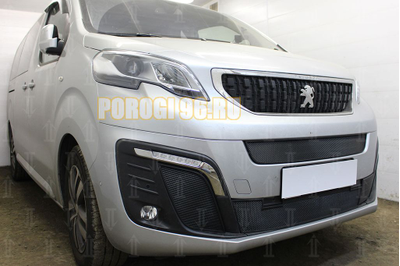 Защита радиатора Peugeot Traveller 2017- (2 части) середина+низ black