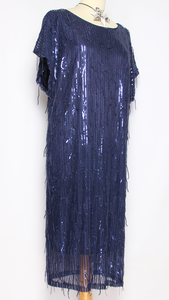 ПЛАТЬЕ НАРЯДНОЕ "ПАЙЕТКИ" синее р.54