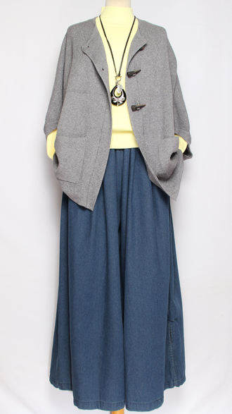 Жилет кимоно на пуговицах "ЧЕРЕПАХА" серый, черный до р.56