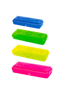 Пенал пластиковый ПИФАГОР тонированный, ассорти 4 цвета, 20х7х4 см, 228113