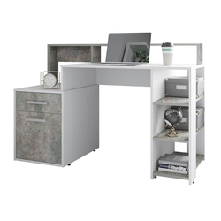 Стол компьютерный Лайф NEW Белый/бетон, Ш1384хВ904хГ538
