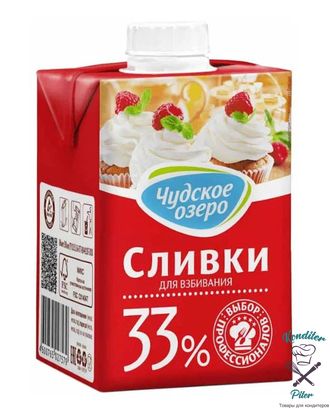 Сливки для взбивания "Чудское озеро" 33%, 500 мл