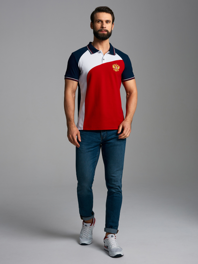 Поло мужское с Российской символикой 65PM-1509