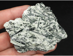 Актинолит в белом тальке, необработанный, дикий образец, Россия, Северный Кавказ, КЧР (71*52*15 мм, 56 г) №37769