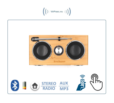 Bluetooth колонка СТЕРЕО, радио FM, с аккумулятором + пульт, для использования в помещении