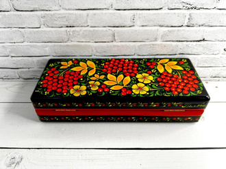 Футляр для очков Птица с рябиной 165*70 мм очечник с росписью Хохлома