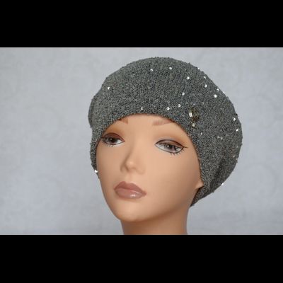 Берет женский с пайетками летний Vizio Италия S A 4  серый