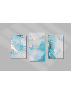 Модульная картина "Абстракция голубая" 3в1