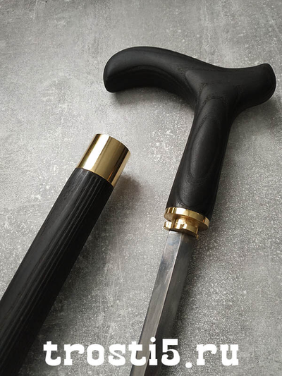 Элегантная опорная трость ручной работы из ясеня "Черный Герцог" со съемным клинком