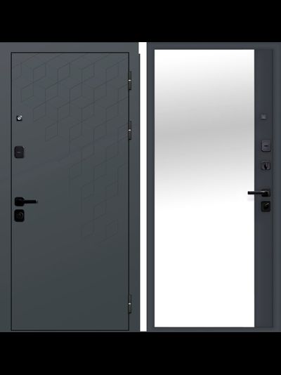 860*2050, ПРАВОЕ ОТКРЫВАНИЕ. ФЕРРОНИ. 9 см КОНЦЕПТ САТИН ГРАФИТ - ЗЕРКАЛО (копия)