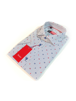 Сорочка короткий рукав бело-синяя