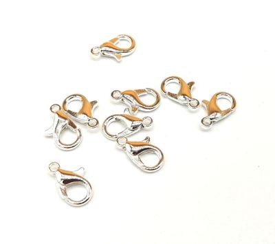 Карабины для бижутерии, серебро 10 мм