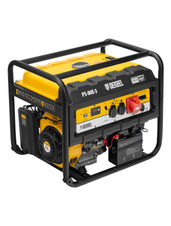 Генератор бензиновый PS 80 E-3, 6.6 кВт, 400 В, 25 л, электростартер Denzel