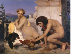 Картина обогреватель, репродукция Жан-Леона Молодые греки забавляются петушиным боем