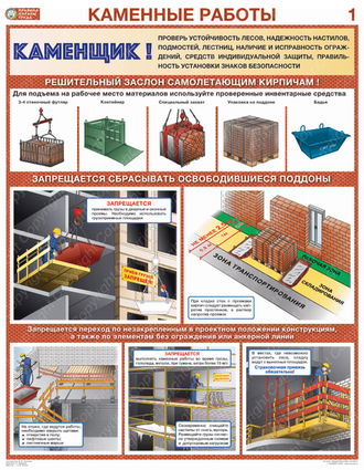 «Каменные работы. Правила работ и охраны труда». Комплект из 2 листов.