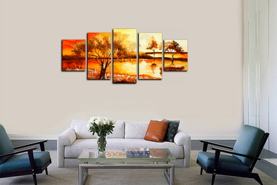 Модульная картина "Деревья у воды"