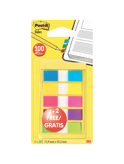Клейкие закладки пластиковые 5 цветов по 20 листов (5 по цене 3) неон Post-it 683-5CBX