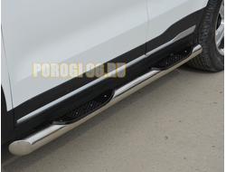 Пороги труба с проступью d76 для Geely Atlas 2018-