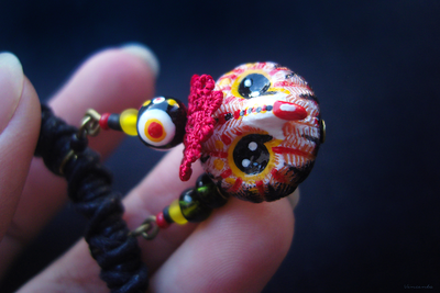 Колье в стиле лесного бохо "Лес чародеев", украшение с совой и бусинками от сглаза