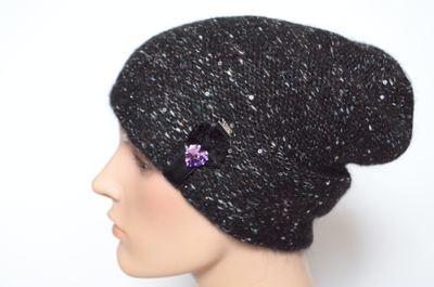 Черная меланжевая шапка с украшением Vizio Италия 6926 CL