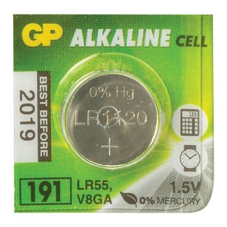 Батарейка GP Alkaline 191 (G8, LR55), алкалиновая, 1 шт., в блистере (отрывной блок), 4891199015526