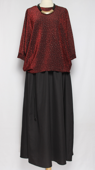 ДЖЕМПЕР с блеском "Кимоно свободный" винный р.48-54(56)