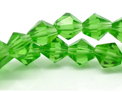 бусина стеклянная граненая "Биконус" 6 мм, цвет-зеленый, 10 шт/уп