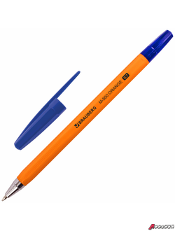 Ручка шариковая BRAUBERG «M-500 ORANGE», СИНЯЯ, корпус оранжевый, узел 0,7 мм, линия письма 0,35 мм. 143448